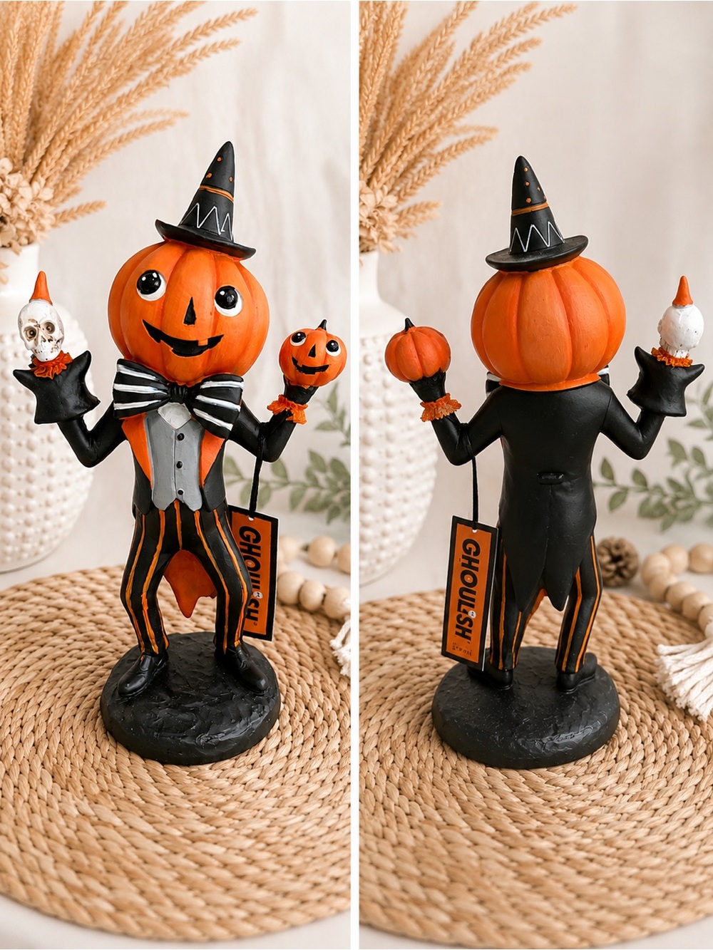 🎃 Ghoul-ish Pumpkin Man Halloween Figurine – Whimsical Vintage Style 🎃 NwT